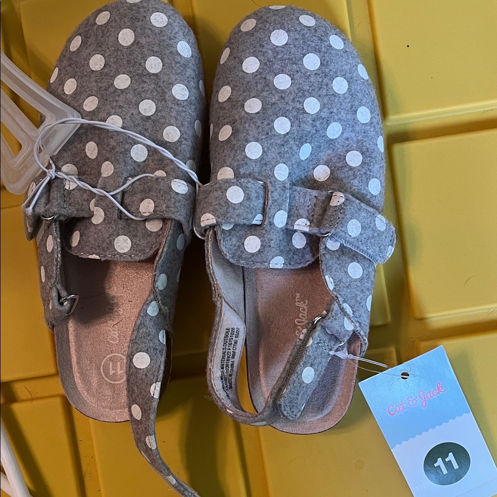 Cat & Jack Gray Slip-On Shoes with White Dots
